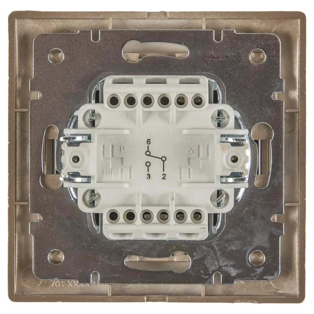 Выключатель Lezard Mira, проходной, с вставкой, светло-коричневый металлик STLM-2186449 - Вид №1