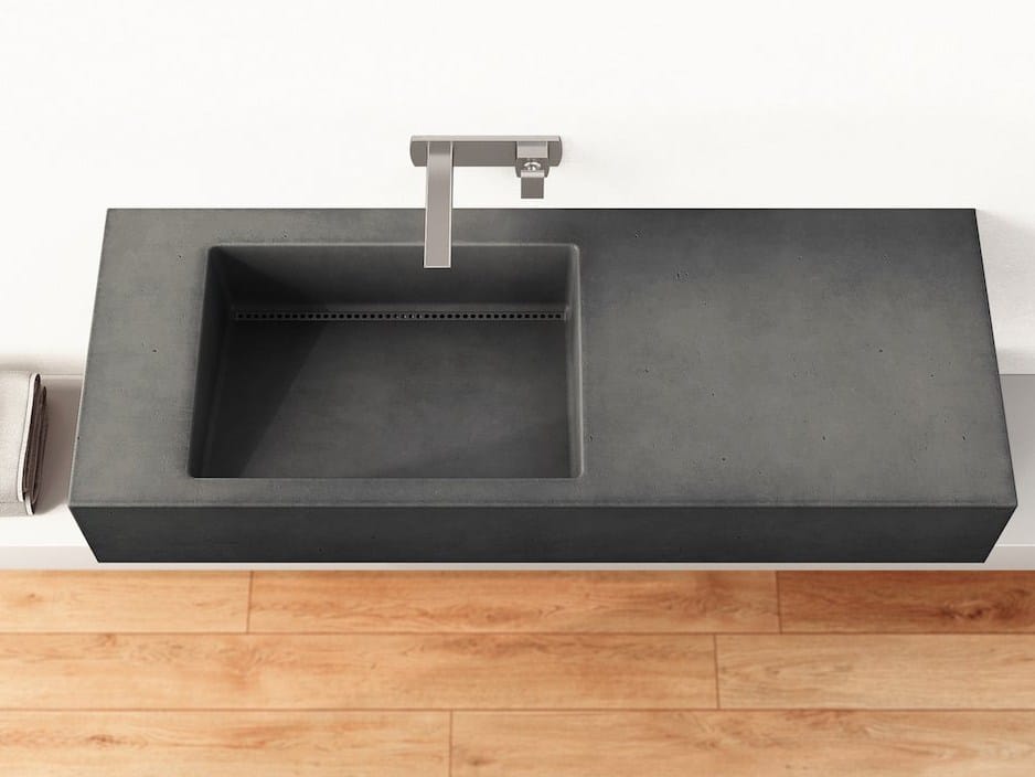 Бетонный одиночный подвесной умывальник Gravelli SLANT 01 ARCH-00101781 - Вид №1