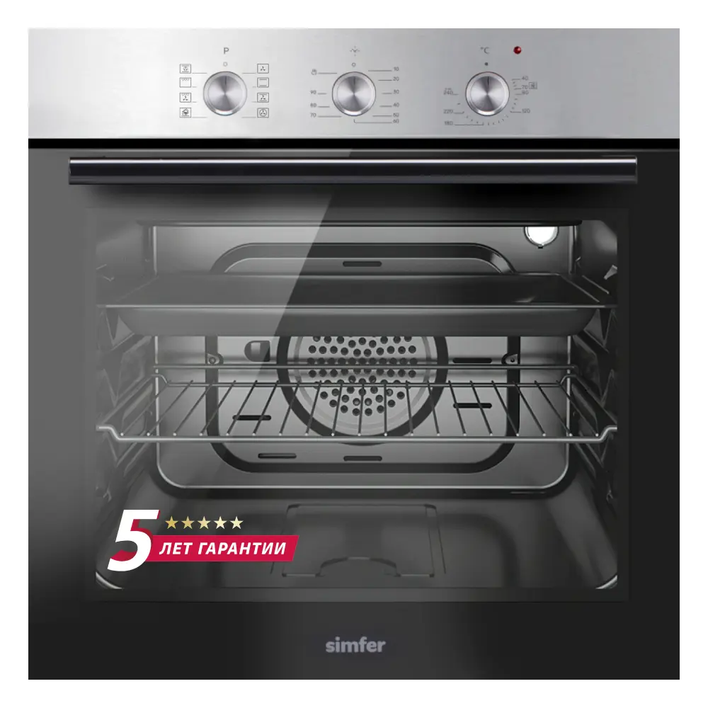 91075725 Встраиваемый духовой шкаф Simfer B6EM19071 электрический 60x60x56.50см электрический цвет серый STLM-0471059