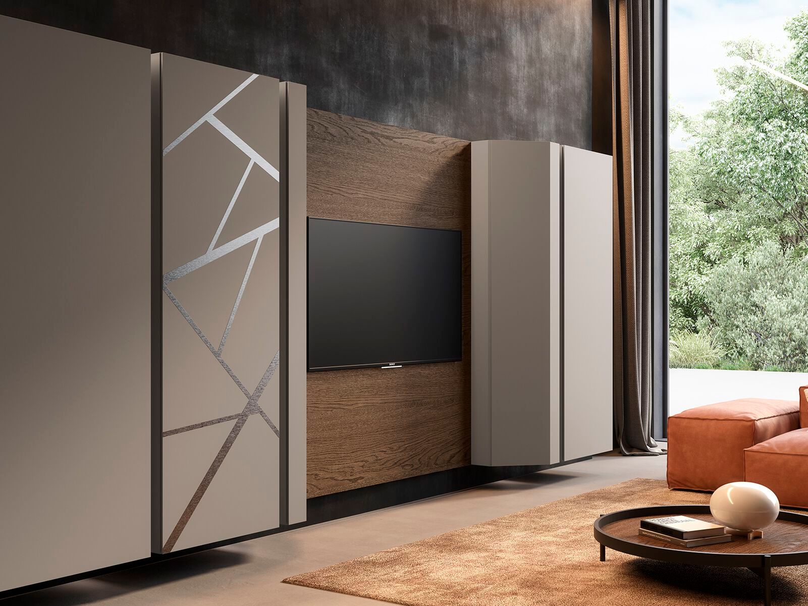 Деревянная секционная оборудованная стена Voltan барельеф ARCH-00079979 - Вид №5