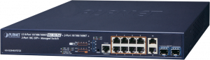 GS-5220-8UP2T2X L3 8-port 10/100/1000t 75w 802.3bt poe + 2-port 10/100/1000t + 2-port 10g sfp+ managed switch (240w poe budget, erps ring, onvif, cybersecurity features, hardware layer3 ospfv2 and ipv4/ipv6 static routing) PLANET Technology Corporation