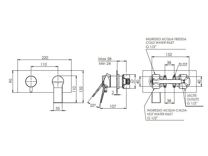 Встраиваемый смеситель для душа с пластиной Remer Rubinetterie Slash &amp ARCH-00076742 - Вид №2