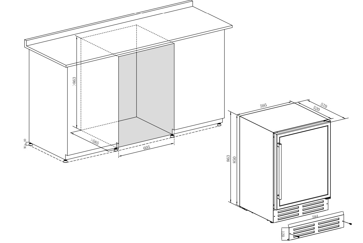 9006988 Винный шкаф Temptech WPQ60DCB серебристый, черный STDN-0023114 - Вид №9