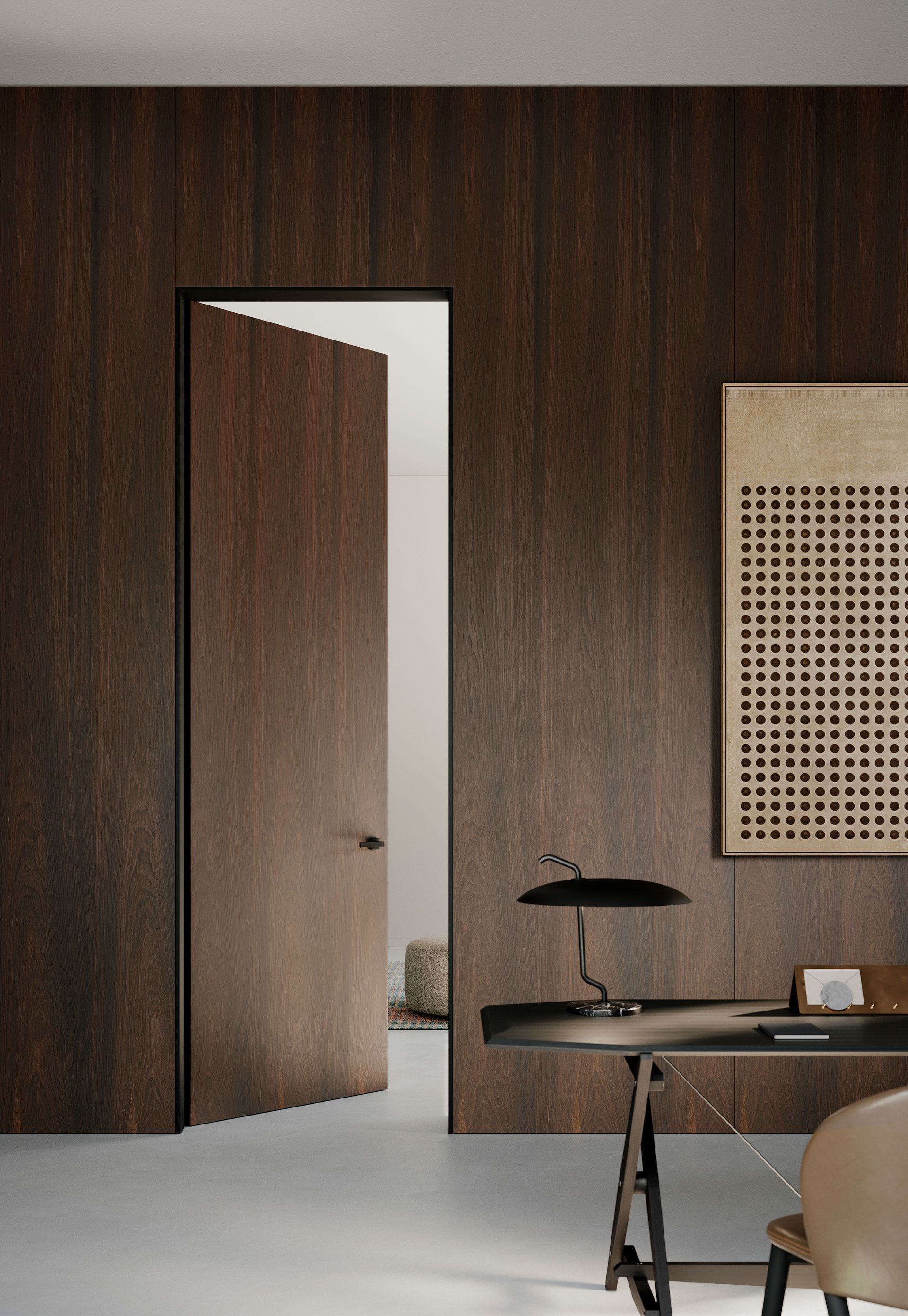 Алюминиевая и стеклянная распашная дверь с выдвижными петлями Lualdi двери ARCH-00112123 - Вид №2