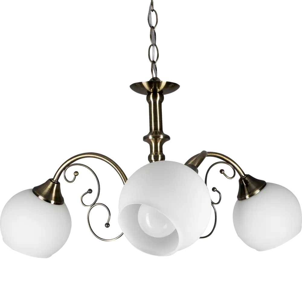 Люстра Буржуа 3xE27x60 Вт, металл/стекло, цвет бронза/белый WINK STLM-2061820