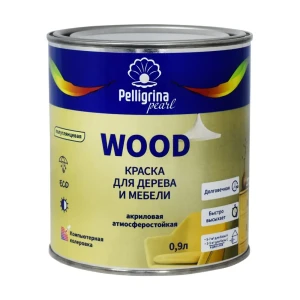 Краска для дерева и мебели Pelligrina Pearl Wood глянцевая белая база А 0.9 л