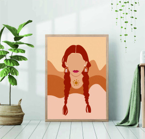 90746532 Постер 28 картин "Лицо девушки с двумя косичками на фоне гор" 50x70 см, в подарочном тубусе STLM-0366211 Santreyd