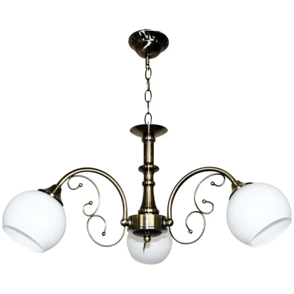 Люстра Буржуа 3xE27x60 Вт, металл/стекло, цвет бронза/белый WINK STLM-2061820 - Вид №1