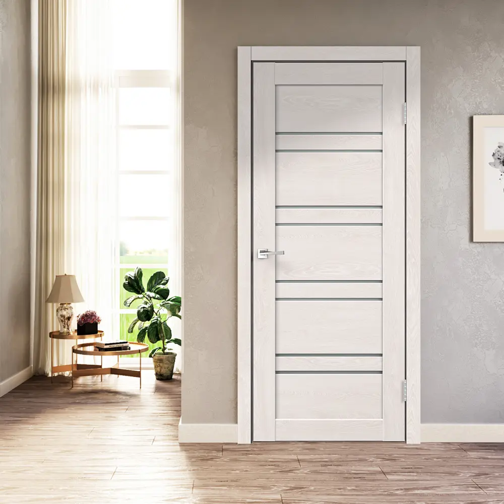 Комплект двери Лайн 1 со стеклом 80x200 см Hardflex цвет дуб тернер белый без доборов 89429207 STLM-2132189 VELLDORIS  - Вид №1
