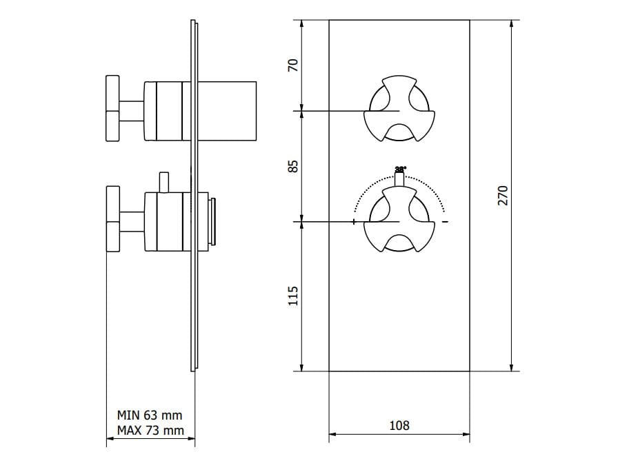 Термостатический смеситель для душа с 2 отверстиями IB Aqua ARCH-00069271 - Вид №7