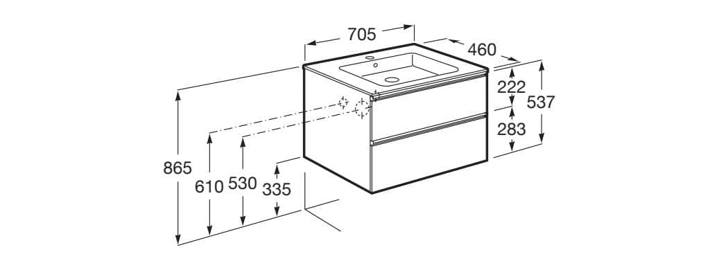 Деревянный подвесной шкаф для умывальника со встроенной раковиной с ящиками Roca The Gap ARCH-00072034 - Вид №82