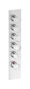 EUA511OSNMR_1 Комплект наружных частей термостата на 5 потребителей - вертикальная прямоугольная панель с ручками Marmo IB Aqua - 5 потребителей