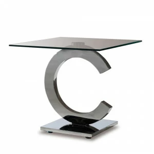 Приставной столик стеклянный с фигурным основанием 60 см Calima от Schuller SCHULLER  242654 Прозрачный;хром