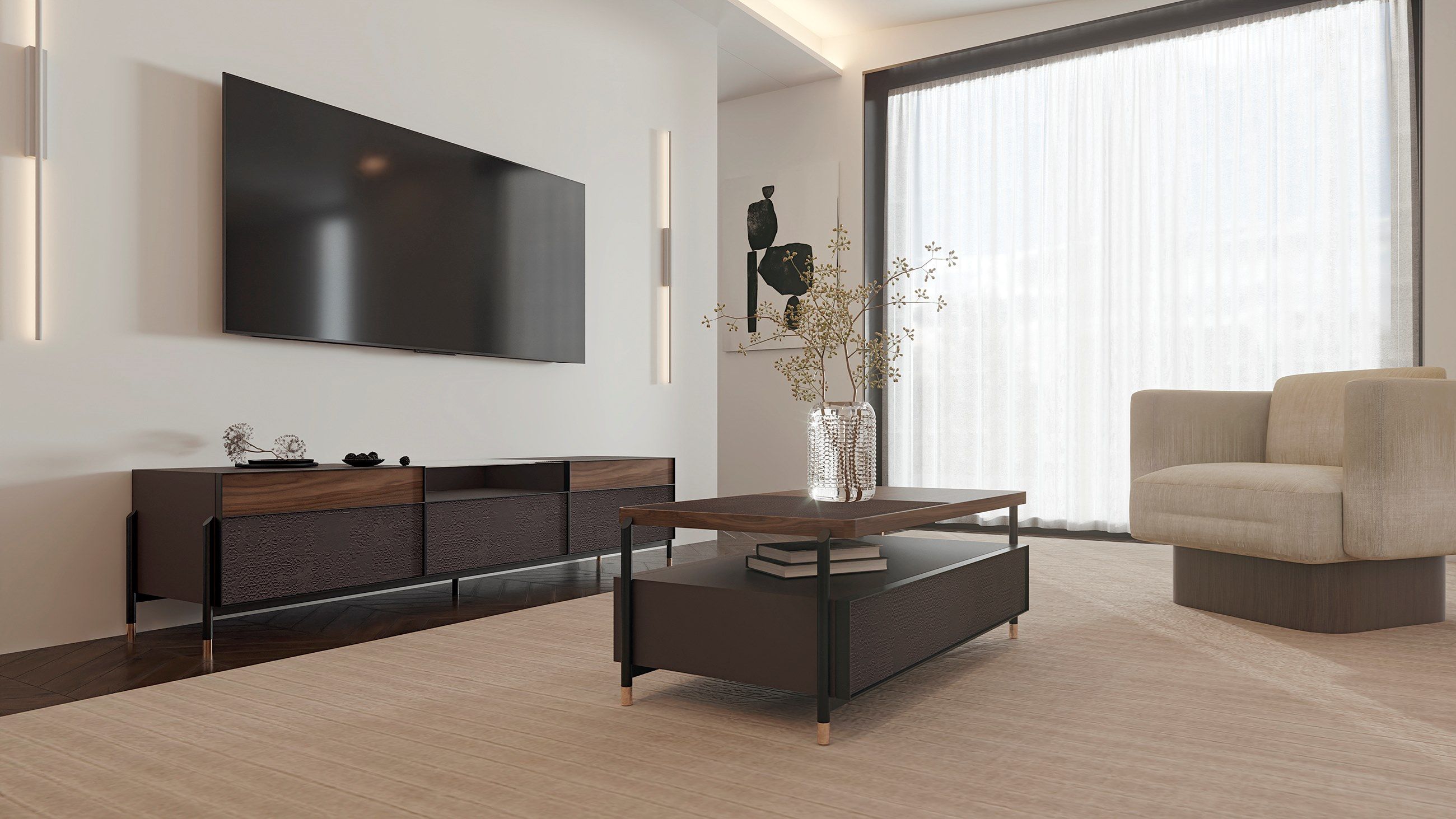 Деревянный низкий ТВ-шкаф animovel Ньюпорт ARCH-00039999 - Вид №1