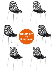 91152282 Кухонный Комплект кухонных стульев 6 шт Комплект кухонных стульев 6 шт crispy (mod. 61) 80х56.5х44 см пластик цвет черный MODERN STLM-0501558 TETCHAIR