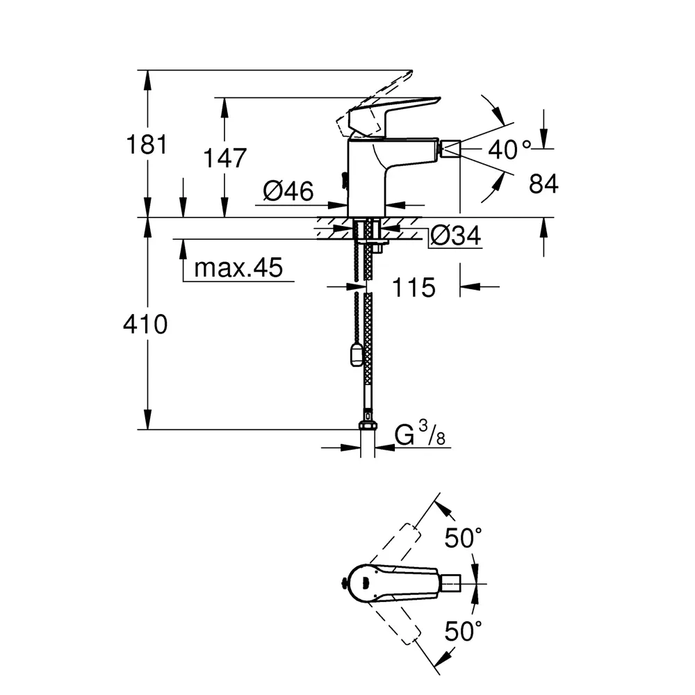 Смеситель для биде Grohe Start однорычажный цвет хром STLM-2111657 - Вид №4