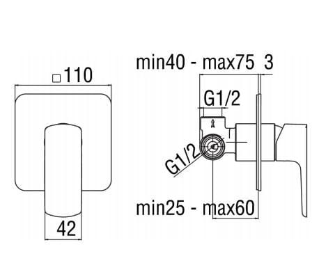 Однорычажный смеситель для душа с пластиной Nobili Acquaviva ARCH-00011795 - Вид №2