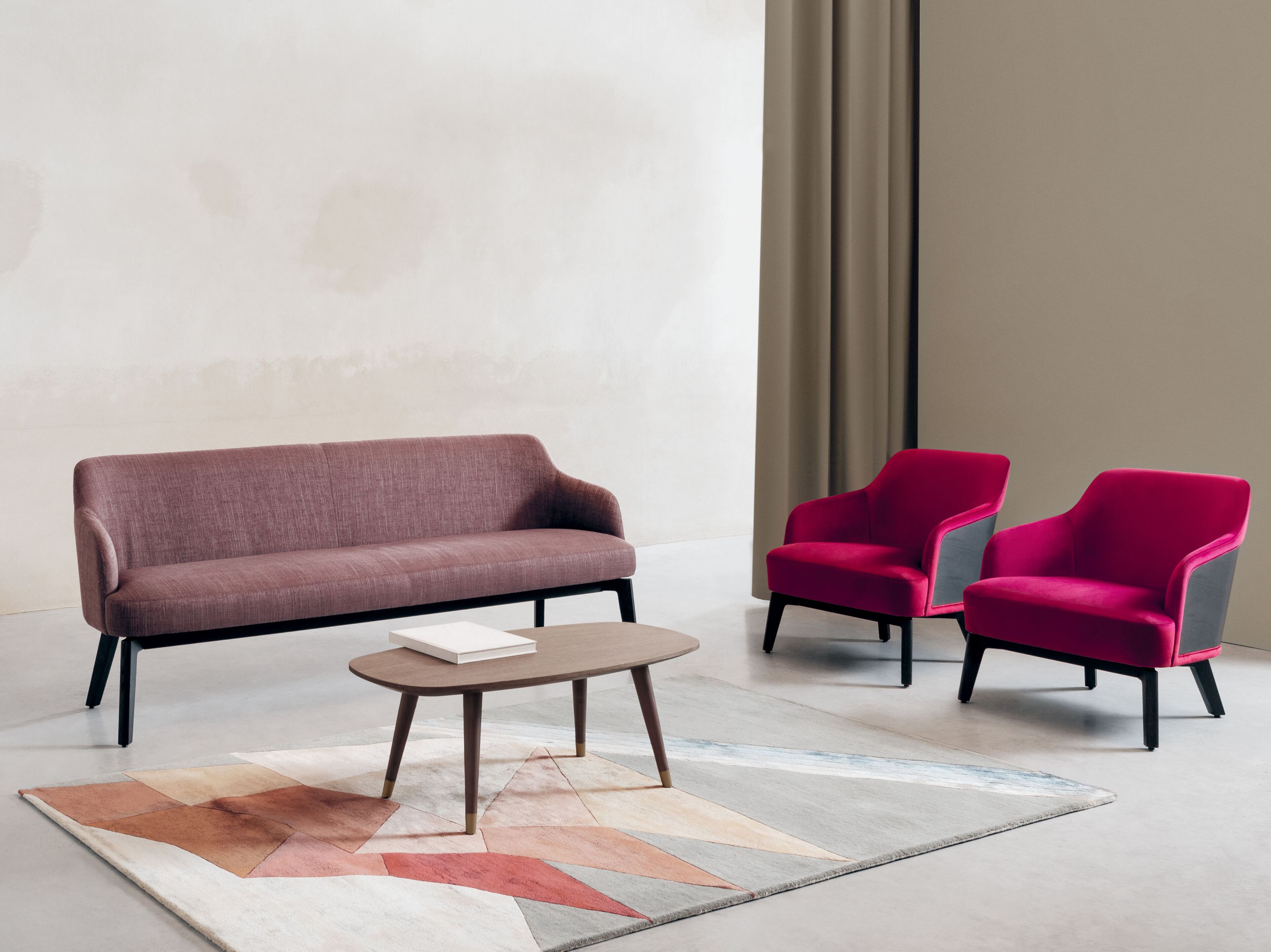 Деревянная мягкая скамейка со спинкой Riccardo Rivoli Niù ARCH-00116937 - Вид №1