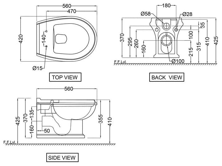 Керамический туалет без пола JAQUAR Queen's Prime ARCH-00001258 - Вид №1