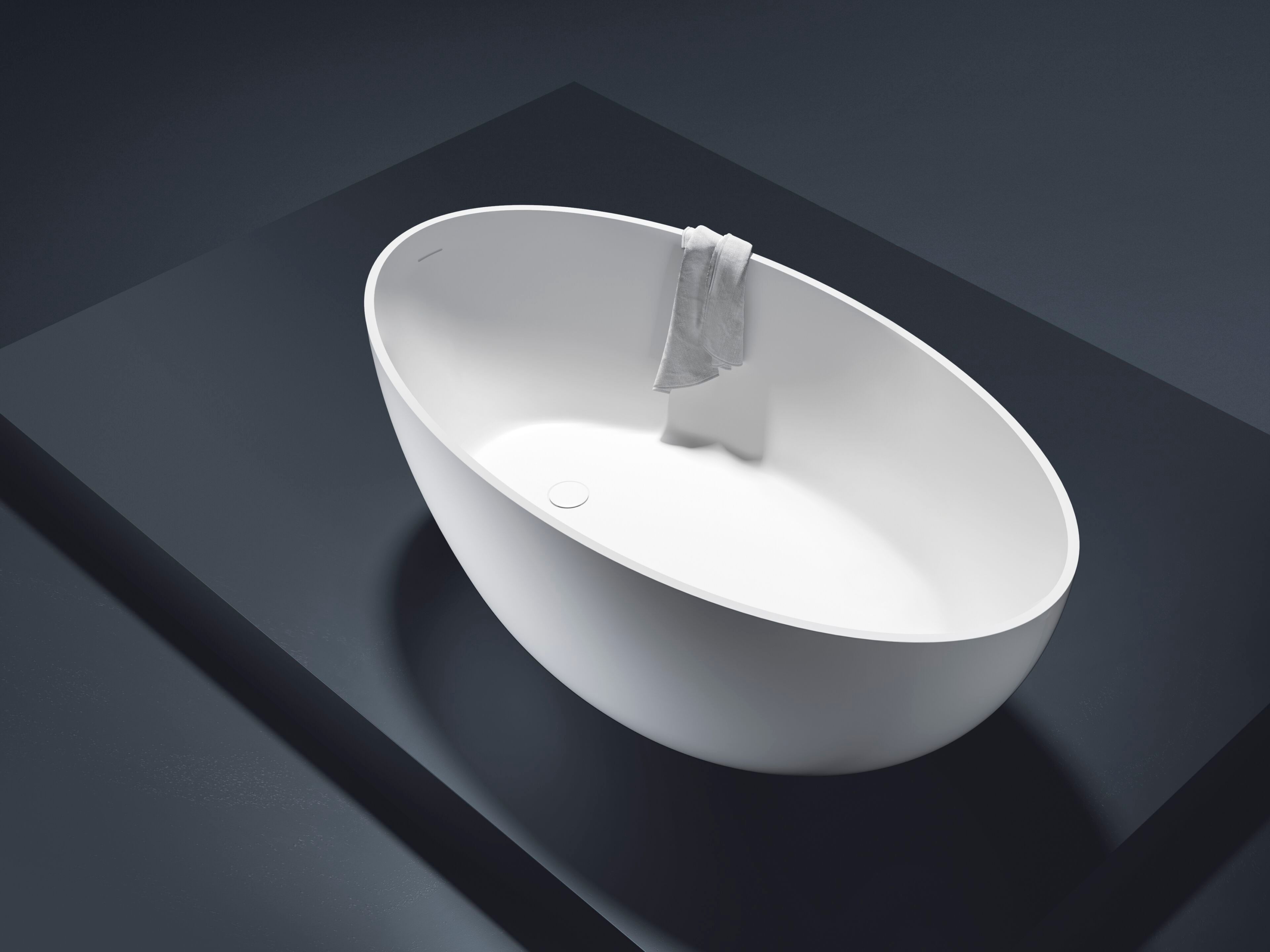 Овальная ванна в центре комнаты в твердой поверхности Gruppo Treesse мебель для ванной комнаты-отдельно стоящие ванны ARCH-00028203 - Вид №4