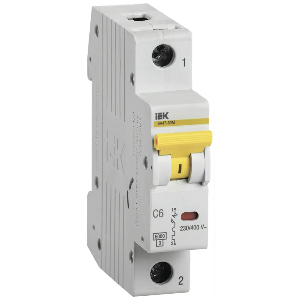 Выключатель автоматический IEK ВА47-60M 1 полюс 6 А "С" STLM-2006113 - Вид №1