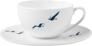10603387 Dibbern Чашка чайно-кофейная с блюдцем Dibbern "Синие птицы" 250мл Фарфор костяной