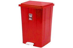 17526498 Прямоугольный мусорный бак 85 л с педалью пластик красный 1/3 ПЛ-BO643k BORA