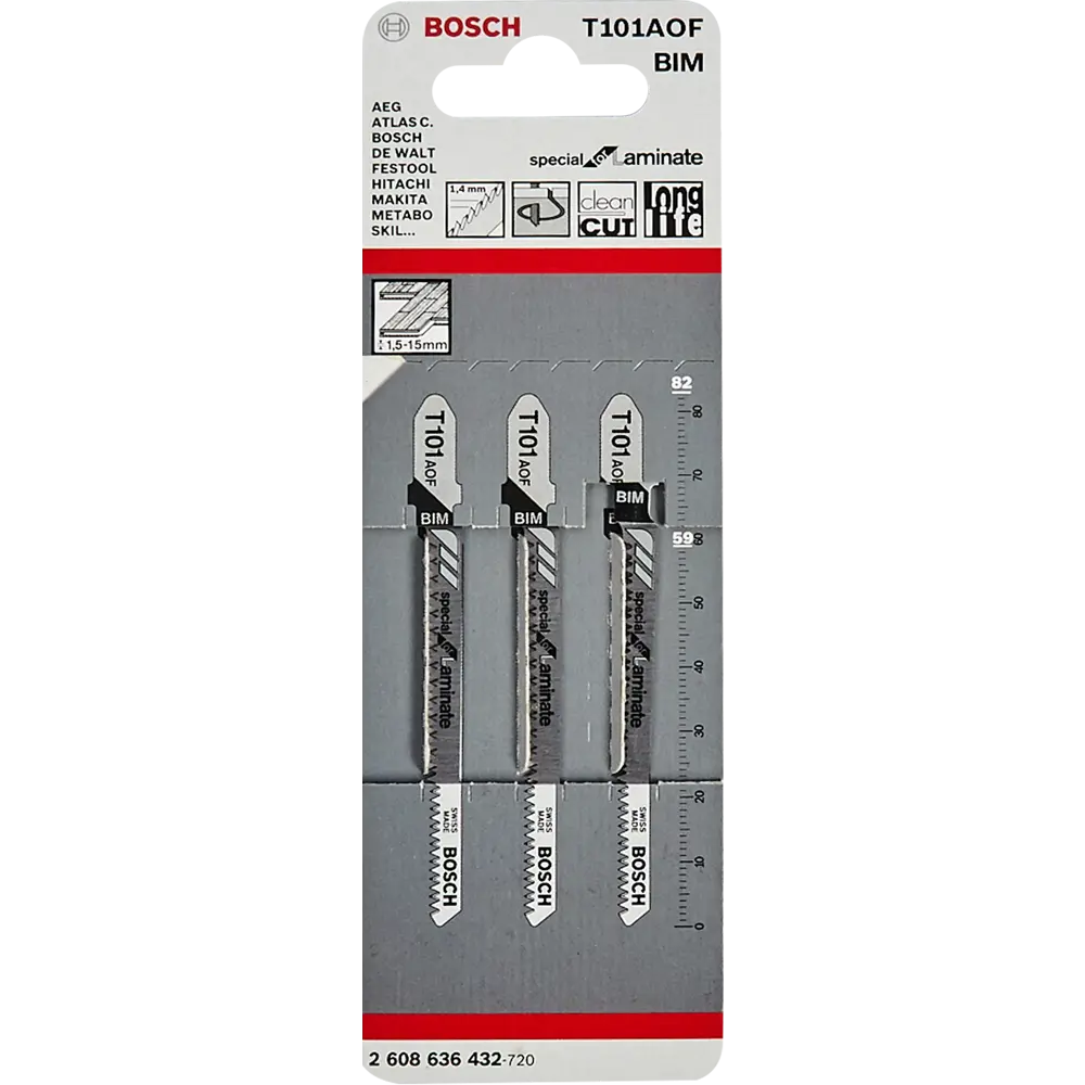 Набор пилок для лобзика по ламинату Bosch T101AOF, 3 шт BOSCH PROFESSIONAL STLM-2135285 - Вид №4