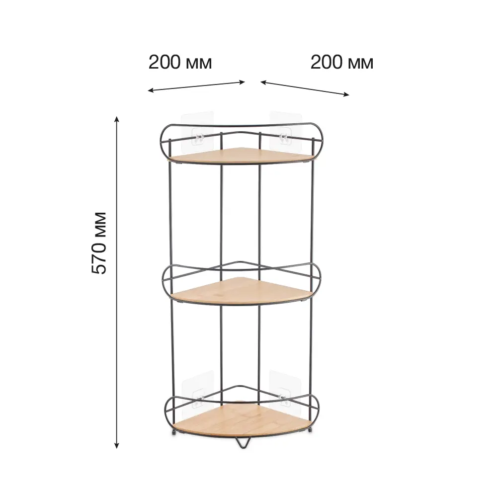 Полка для душа Lemer Nice угловая 3 яруса цвет дерево/черный STLM-2094459 - Вид №1