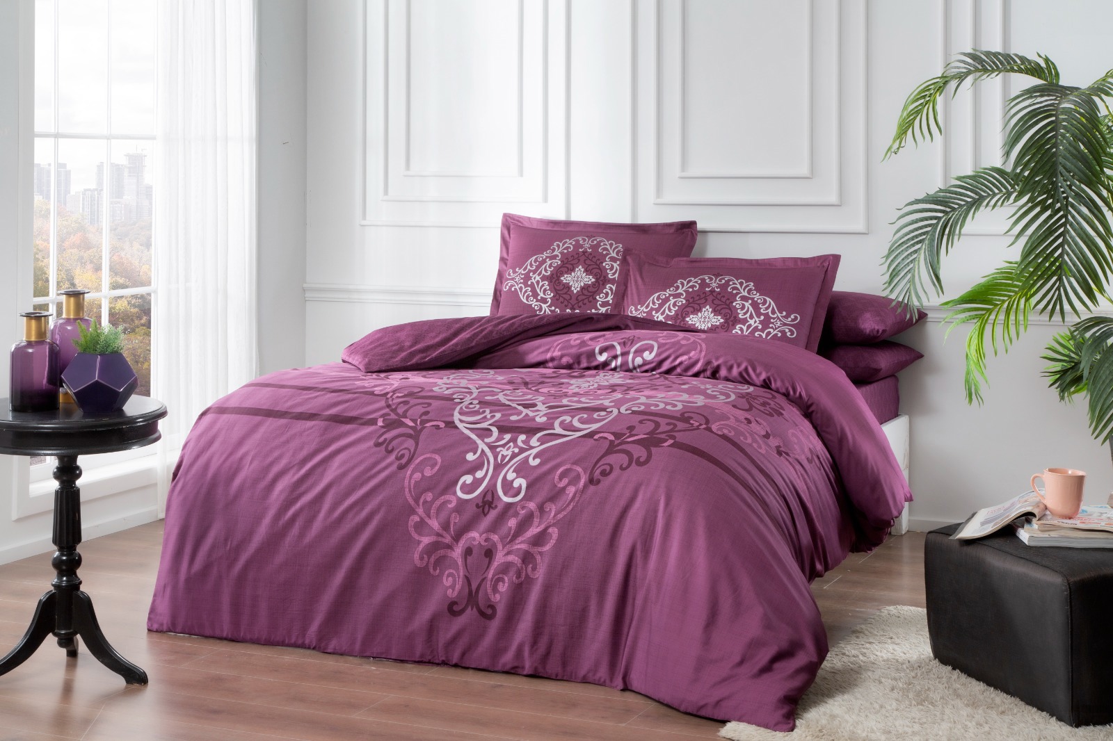 90401703 Комплект постельного белья SATIN DELUX 4245-69432, евро, сатин цвет фиолетовый STLM-0215321 TAC