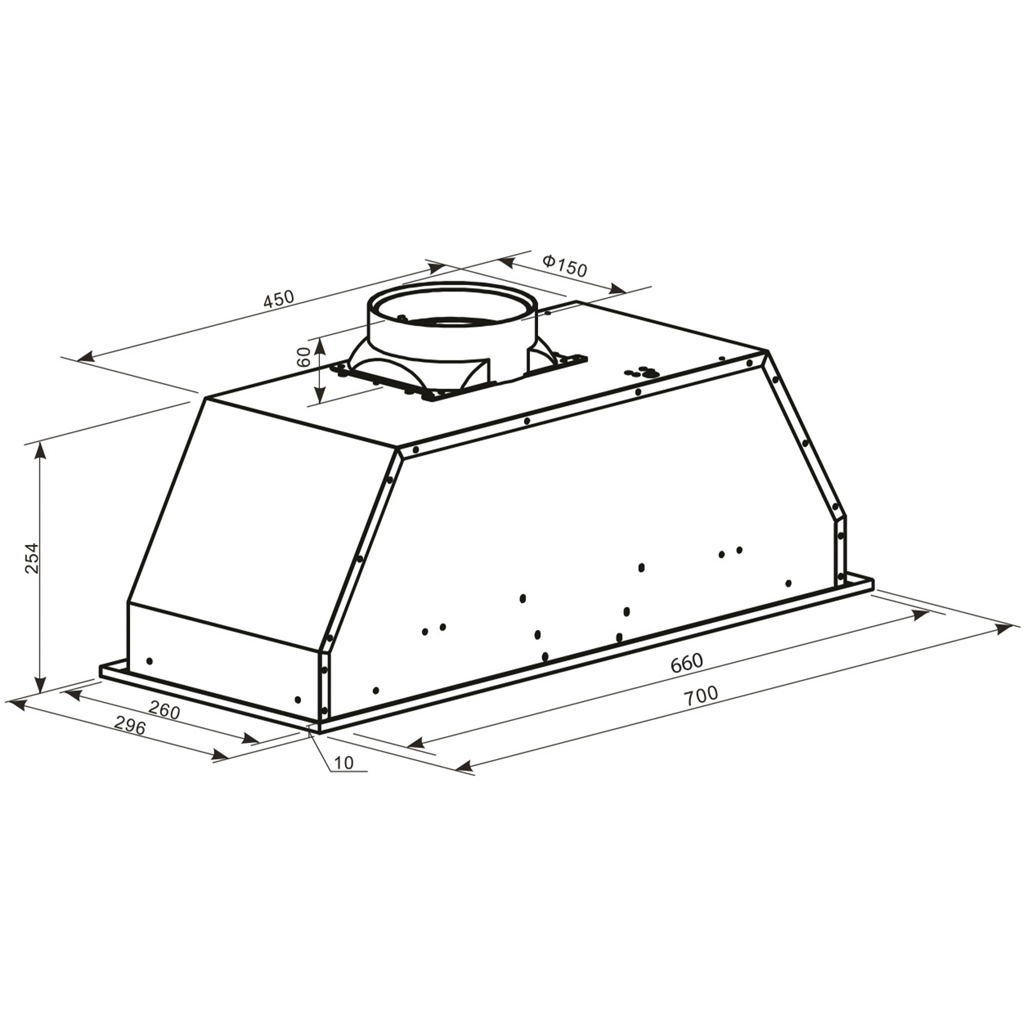 9136706 Вытяжка полновстраиваемая Оasis UM-70W белый OASIS STDN-0000195 - Вид №6