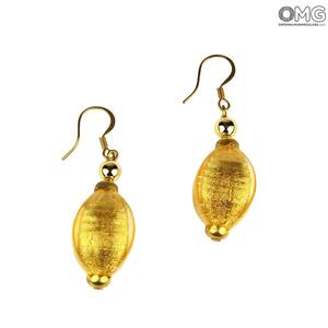 2985 ORIGINALMURANOGLASS Серьги Камни Венеции - золото - Original Murano Glass OMG 2 см