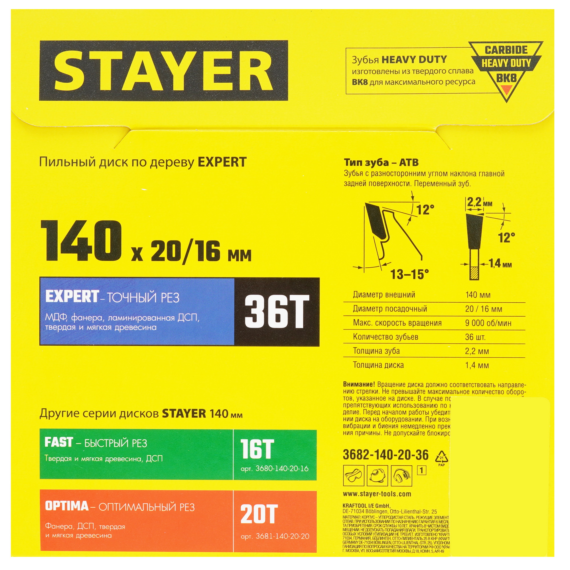 Диск пильный STAYER 3682-140-20-36_z01 9123083 STDN-0036732 - Вид №2
