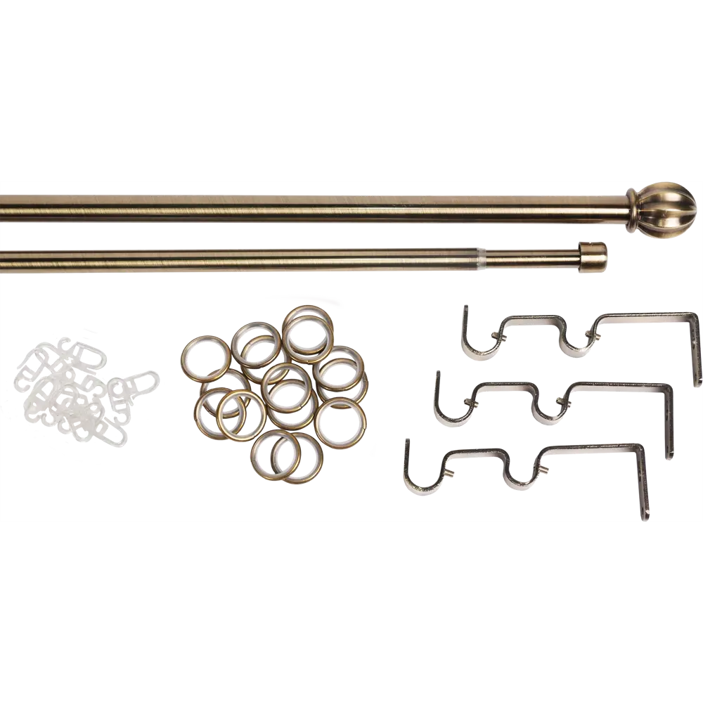 Карниз двухрядный раздвижной Inspire Шар 160-300 см цвет золотой антик STLM-2147081 - Вид №1