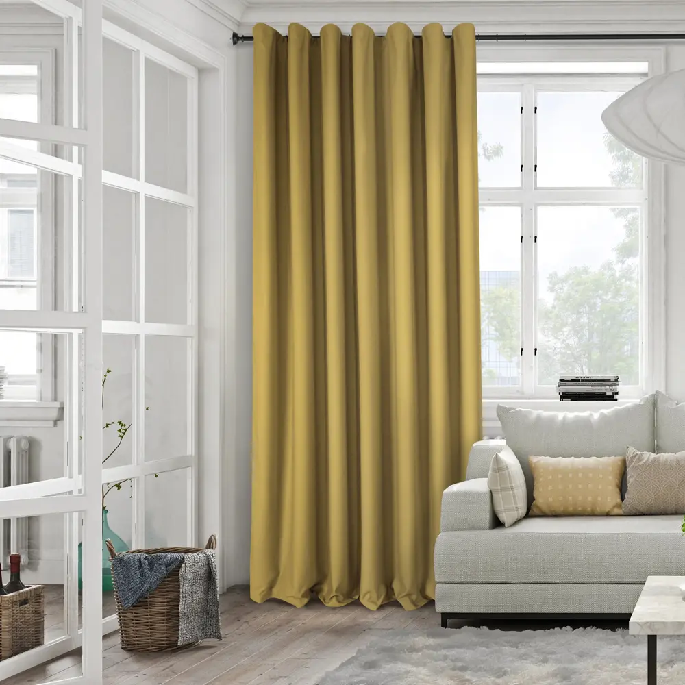 Штора на ленте для кухни Аликанте 160x260 см цвет желтый MIAMOZA STLM-2103166
