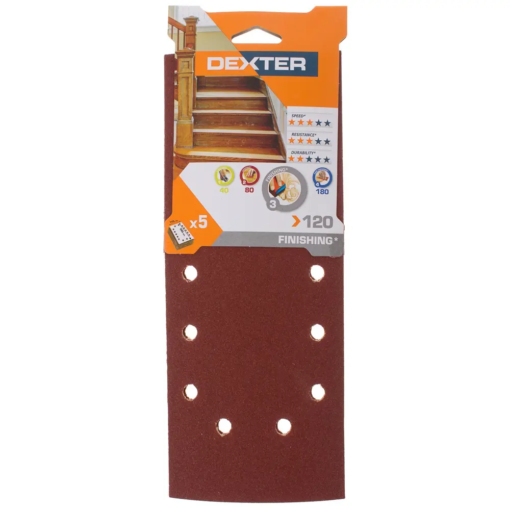 DEXTER Шлифовальные листы P120 для вибрационной машины 115х280 мм, 5 шт 18783795 STLM-0012666 - Вид №2