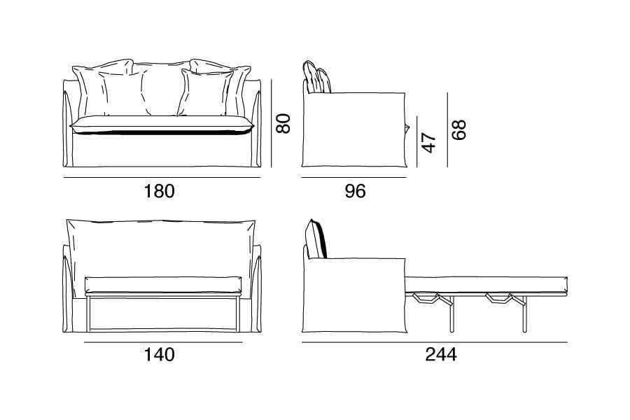 Двуспальный диван-кровать из ткани Gervasoni Ghost ARCH-00031388 - Вид №2