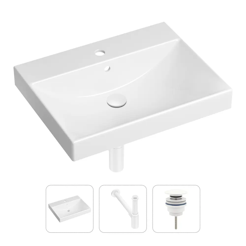 Врезная раковина Lavinia Boho Bathroom Sink 21520555 фарфор 60 см с донным клапаном и металлическим сифоном