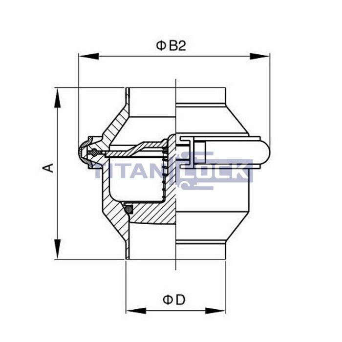 Обратный клапан нержавеющий (AISI304) DN25, типа сварка-сварка TLCV025WDS TITAN LOCK  - Вид №1