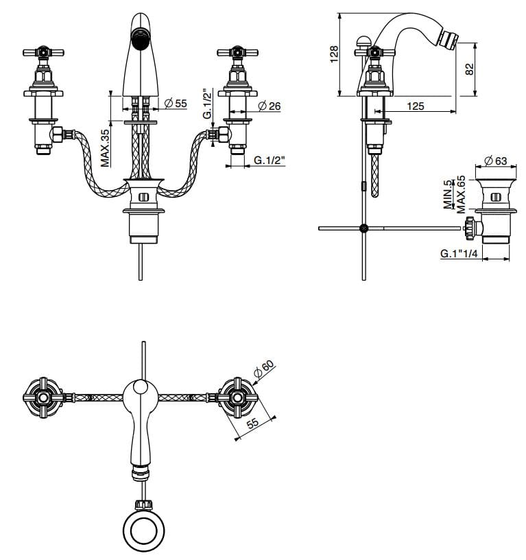 Смеситель для биде с автоматическим сливом GATTONI TRD ARCH-00130051 - Вид №1