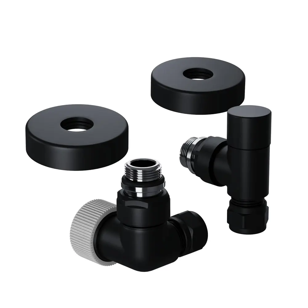 Термостатический комплект для радиатора трехосевой Royal Thermo Design Pro 1/2" латунь цвет черный STLM-2058372 - Вид №1