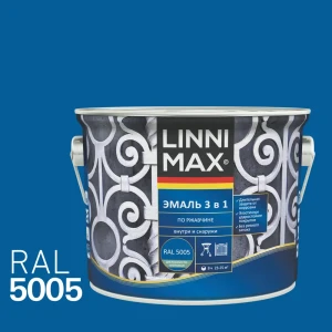 Эмаль по ржавчине 3 в 1 Linnimax цвет синий 2.5 л