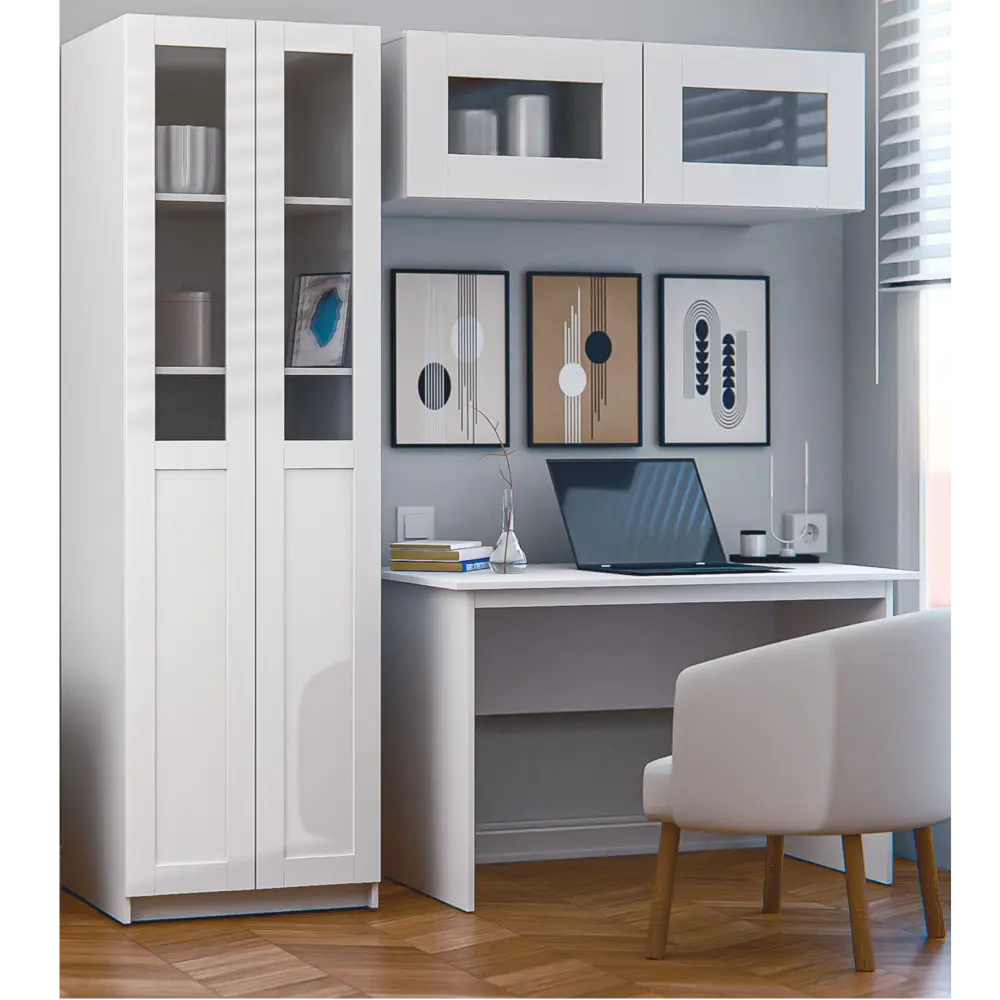 Дверь для шкафа Буккер левая 1 стекло 29.7x193.8x1.6 см ДСП цвет белый Santreyd STLM-2172167 - Вид №8