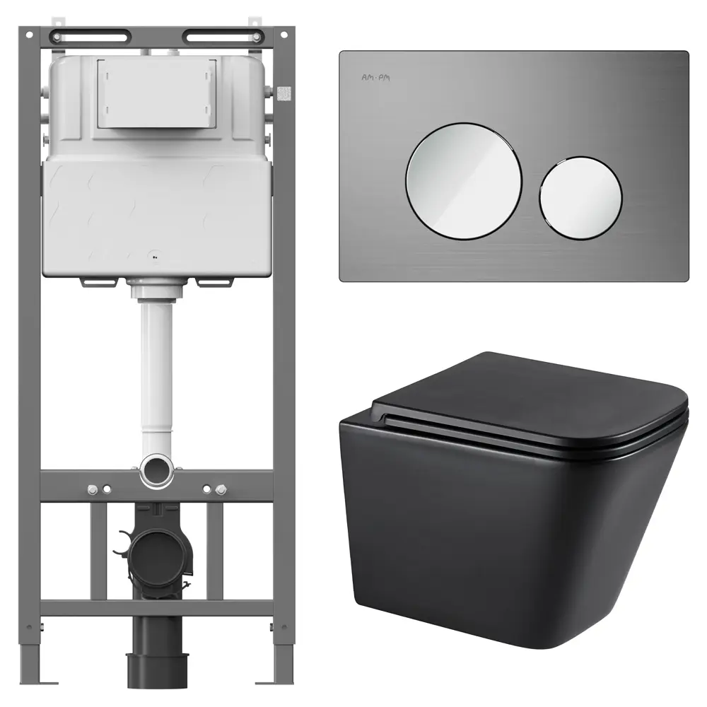 Комплект инсталляции AM.PM Tech с безободковым унитазом Moneron клавиша AM.PM Tech L хром STLM-2018227