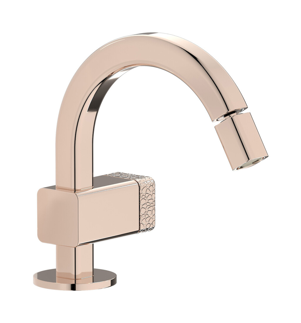 Прогрессивный смеситель для биде на 1 отверстие в комплекте с донным клапаном. WE ARE IB eo220rs_2 Rose Gold Elio