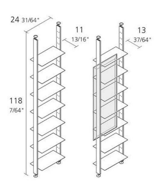 Алюминиевый книжный шкаф с креплением пол-потолок Alias Aline ARCH-00135905 - Вид №2