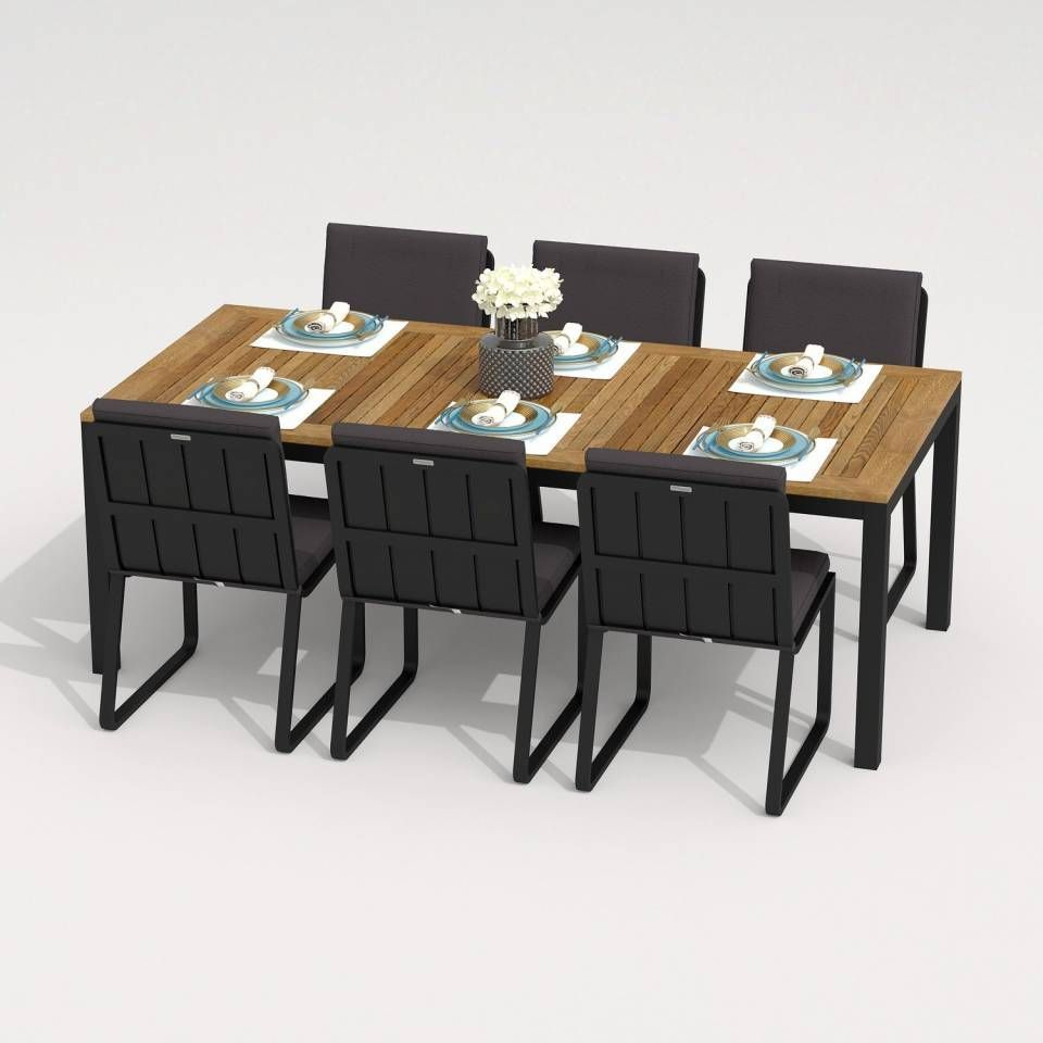 91059757 Садовая мебель для отдыха алюминий темно-серый : стол, 6 стульев TELLA GIRA 200 dark STLM-0462444 IDEAL PATIO OUTDOOR STYLE