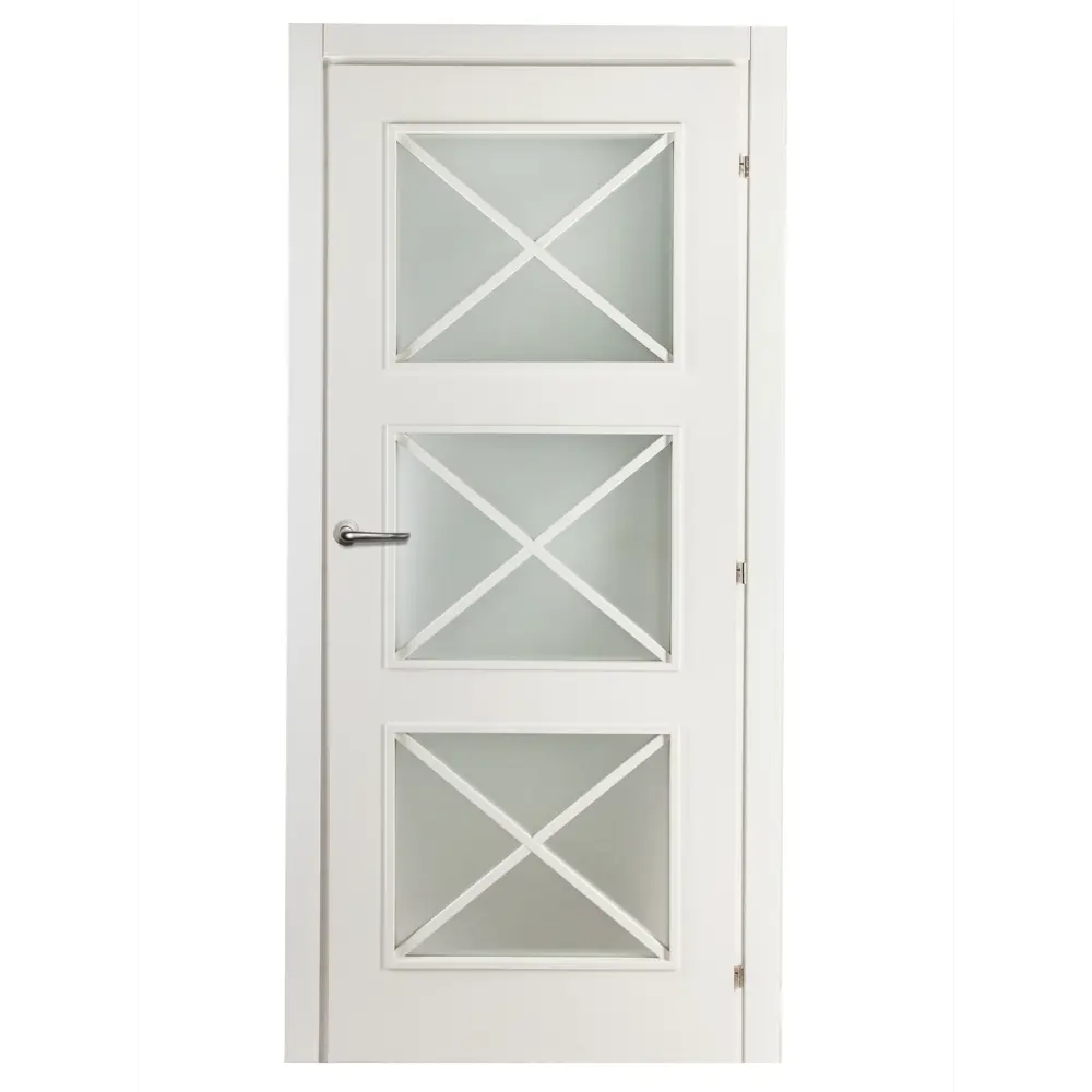 Дверь межкомнатная остекленная Камелия белый 2100x900 мм с фурнитурой МАРИО РИОЛИ STLM-2090256