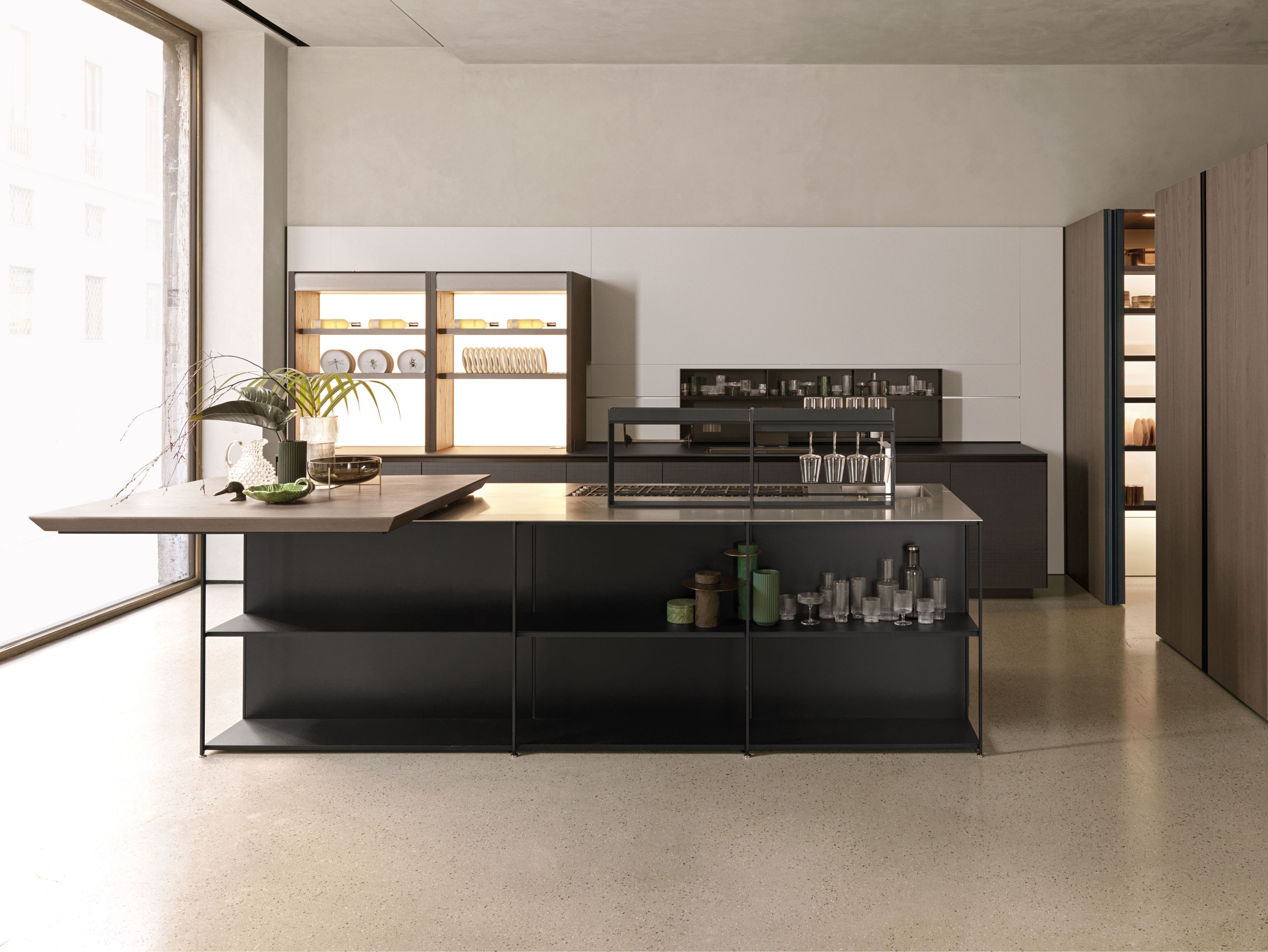 Встроенная кухня с островом без ручек Euromobil Telero ARCH-00041167