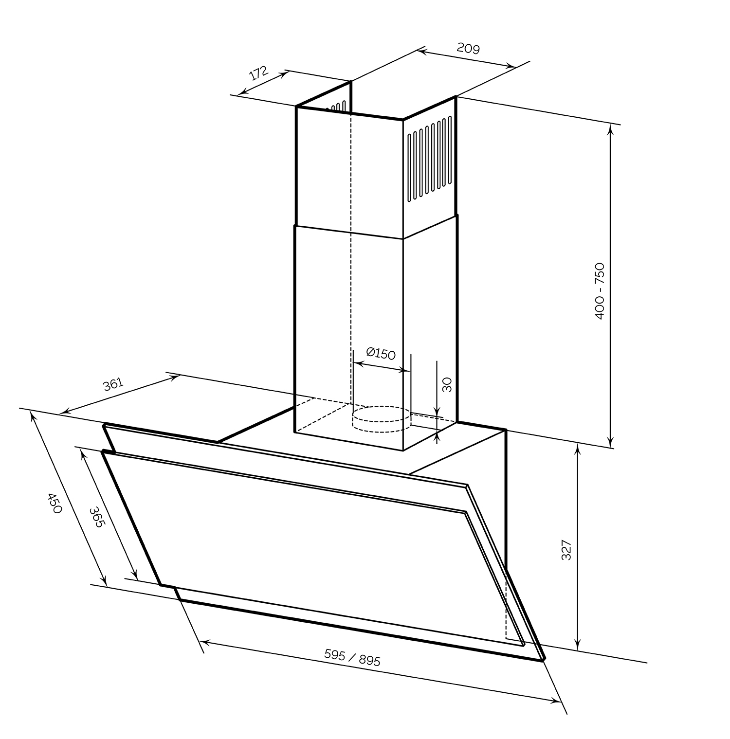 9242180 Вытяжка наклонная LEX FURIA 900 WHITE белый/белый STDN-0054793 - Вид №9